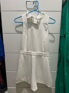 Sleeveless White Ruffle-Neck Romper